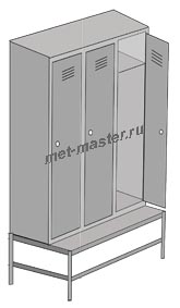 Шкаф трехсекционный со скамейкой NS41-75